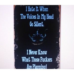 Comical "Voices In My Head" Tin Sign Funny Indoor Outdoor 12X8 Humor Gift NIP